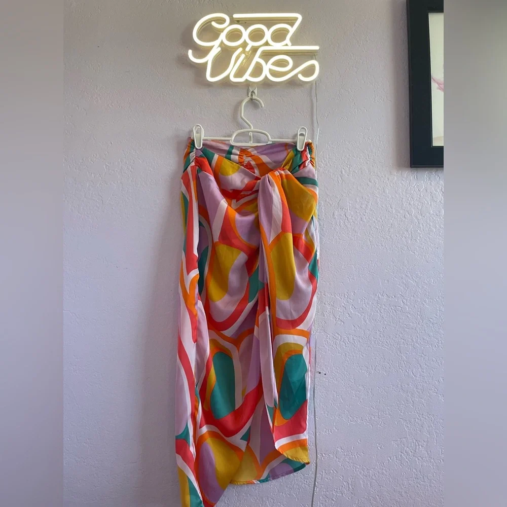 Vici Darla Wrap Midi Skirt-Skies are Blue - Picture 1 of 6